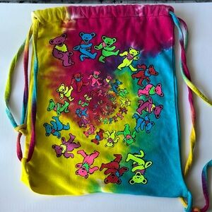 Vintage Grateful Dead Backpack Large Shoulder Drawstring Bag 90s Hippie
